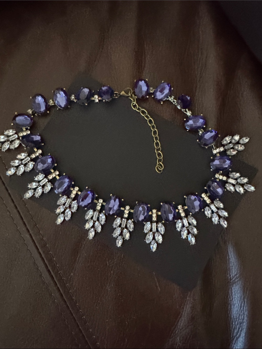 Aratta Purple and Clear Crystal Statement Necklace